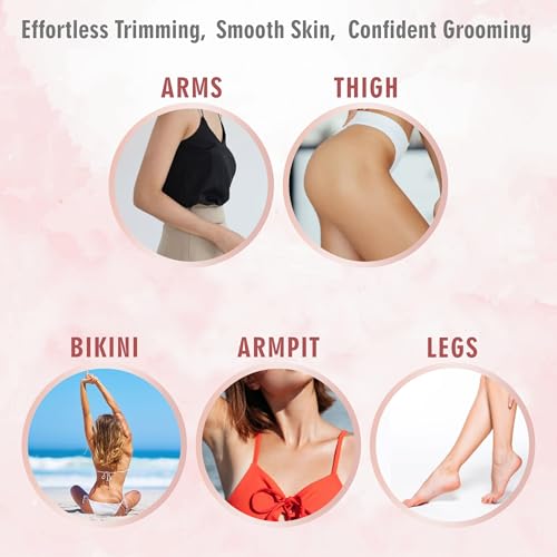 Electric Body Hair Trimmer - Groin Trimmer for Men - Bikini Trimmer Women - Wet/Dry Shaver Groomer, Rechargeable, Waterproof, Painless Hair Removal (White)