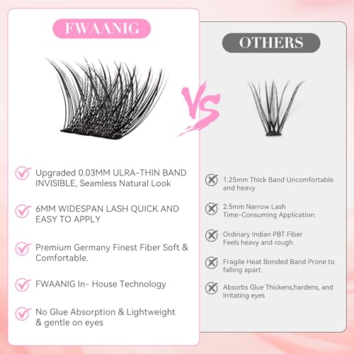 False Eyelashes Butterfly D Curl Lash Clusters Kit 144PCS, 8-16mm Wispy & Hypoallergenic with Pink 4-in-1 Tools for Daily or Special Occasions
