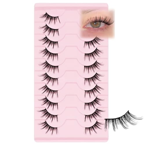Half Lashes Natural Look Cat Eye Wispy Manga Lashes 10 Pairs Half False Eyelashes