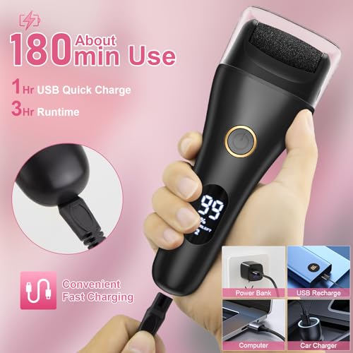 Electric Foot File - Callus Remover for Feet, Adjustable 3 Speed Foot Callus Remover with 16 in 1 Pedicure Tools Professional Foot Care, to Remove Dead Skin and Calluses Hard Skin Dry Cracks (Black)