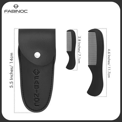 Beard and Mustache Scissors for Men 5" with 2 Combs & Pouch ? German Quality Stainless Steel Hand-Forged Grooming Scissors for Facial Hair Trimming (Black)