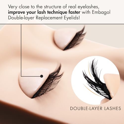 Double-layer Replacement Eyelids Replaced Eyelids for Lash Extension Practice Lash Mannequin Head Training for Beginners