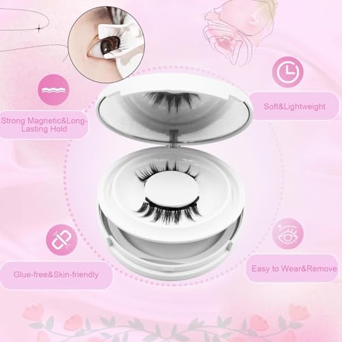Eloria Magnetic Lashes with Applicator, 2026 New Upgrade Reusable Hunnyfit Magnetic Eyelashes Natural Look, Wispy False Lashes Kit, No Glue Needed Easy to Wear and Remove (Camellia+Natural+Iris)