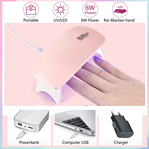 Nail Practice Hand for Acrylic Nails, Flexible Nail Hand Practice Training Kits, Rubber Fake Nail Hand to Practice Fake Nails with Nail Drill, Nail Dryer Lamp, 12 Colors Acrylic Powder Beginners Kit