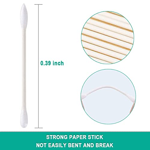 1000 Pack Cotton Swab Individually Wrapped, Individually Wrapped Double Tipped Cotton Swabs Paper Sticks Cotton Buds(White, Round/Pointed End)