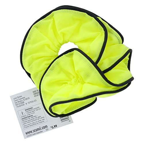 Scunci 1959 Hair Scrunchie, Neon Yellow with Reflective Trim, 1-Piece