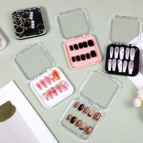 40Pcs Press On Containers Nail Packaging Boxes Acrylic Nails Containers Organizer Cases for Packaging 120Pcs Double Sided Adhesive Nail Tape for Naill Art Salon Supplies
