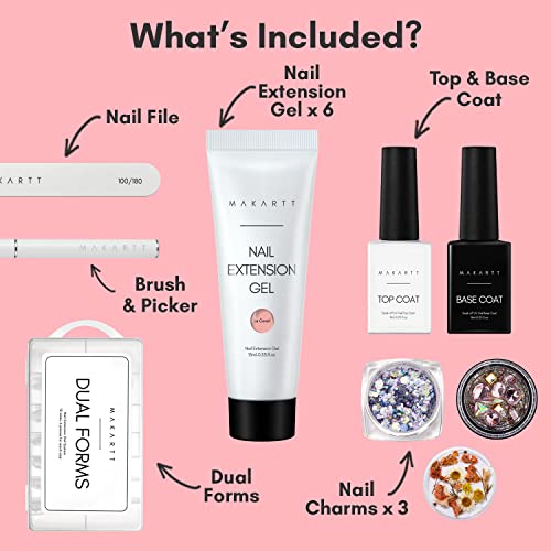 Makartt Poly Nail Gel Kit, Clear Pink Fall Winter Nail Gel Kit Poly Nail Extension Gel Nail Enhancement Set Bundle With Clear Blooming Gel?15ml UV LED Soak Off Nail Art Polish