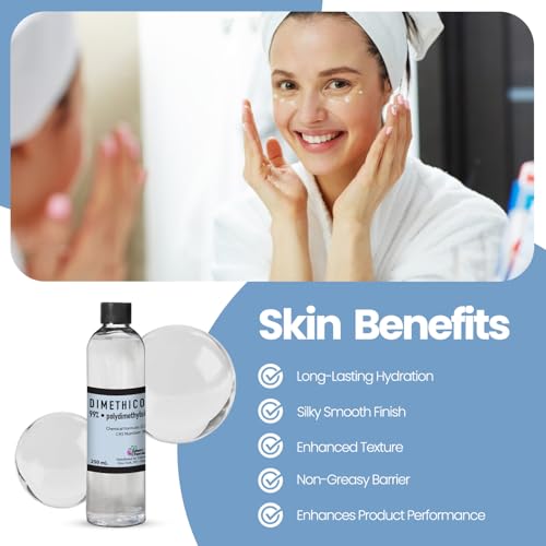 Dimethicone Oil Pure (250 mL / 8.45 Fl Oz) DIY Pure Dimethicone Cosmetic Grade Skin Moisturizer and Head Lice Treatment, Liquid Silicone for, Gun Oil