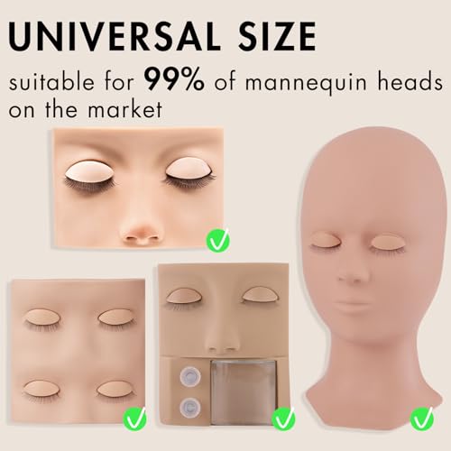 Double-layer Replacement Eyelids Replaced Eyelids for Lash Extension Practice Lash Mannequin Head Training for Beginners