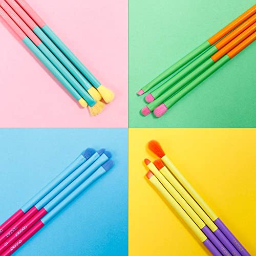 Docolor 15Pcs Neon Eye Makeup Brushes Set + 16Pcs Colorful Eyeshadow Makeup Brush Set Professional Makeup Brushes Eye Shadow Concealer Eyebrow Eyelash Eye Liners Blending Make Up Brushes Set