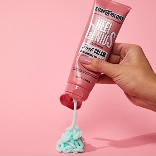 Soap & Glory Heel Genius Moisturizing Foot Cream for Dry, Cracked Feet & Heels - AHA Foot Exfoliator for Dry, Rough Heels - Hydrating Heel Softener for Overnight Repair (4.2 oz)