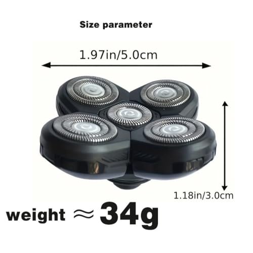 3-Pack Replacement Shaver Heads for Bald Men, Compatible with Freebird Electric Shaver for Smooth Comfortable Shave - 5 Blades Refills for Bald Head Maintenance