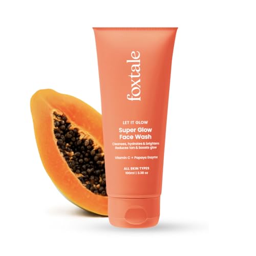 FoxTale Vitamin C Super Glow Face Wash with Papaya enzyme | Reduces Tan | Boosts Glow | Gently Exfoliates & Brightens Skin | Reduces Pigmentation | Face Wash for Men & Women (100ml)