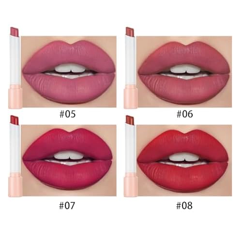 4Pcs Cigarette Case Lipstick Long-Lasting Non-Sticky Matte Nude Lipstick Set Lightweight Mini Velvety Lip Gloss Little Smoke Tube Style Lip Tint Festivals Gift for Women Daily Lip Makeup (A)