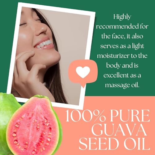 Best Nature's Cosmetics Organic Guava Seed Oil - Cold Pressed for Skin & Hair ? Vitamin C Rich, Antioxidant-Rich Hydrating Oil for Glowing Skin & Frizz-Free Hair - 4 oz / 120 ml