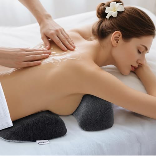 Breast Pillow for Massage, Women's Massage Bolster Face Down Pillow for Sleeping with Non-Slip Bottom, Home Head Cushion and Chest Cushion for SPA-Dark Gray