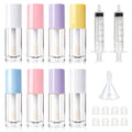 8 Pack Empty Lip Gloss Tubes with Wand & Rubber Insert, 6ml Refillable Clear Plastic Lipgloss Containers with Syringes & Funnel, Portable Leak-Proof Colorful Bottles for DIY Lip Gloss Balms