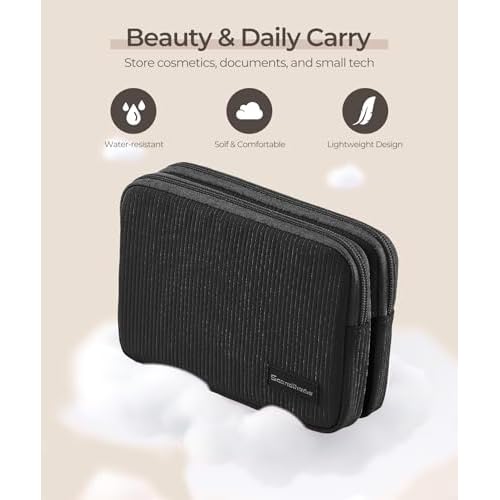 Preppy Makeup Bag, Rectangle Double Detachable Cosmetic Organizer, Clear Side Panel Portable Travel Pouches for In-Flight Essentials, Beauty & Tech Accessories, Gift for Women