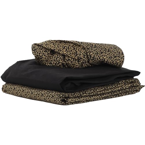 ForPro Premium Designer Microfiber 3-Piece Massage Sheet Set, Golden Swirl with Black Fitted Sheet