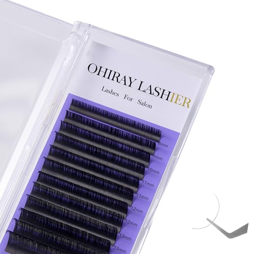 Ohiray Cashmere Lash Extensions,C CC D DD J B L Curl,Matte Black Classic Eyelashes Tray,Pesta?as Eyelash Extension Supplies for Lash Tech-(8-16mm-D-0.05)