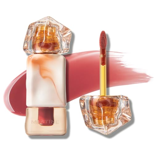 Mistine Lip Gloss Lip Oil Lip Plumber Non-sticky Tinted Lip Gloss for Women Infused with 1% Peptide Finish Lip Tint Hydrating Lip Stain Lightweight Feeling J03 Rose Wave 0.1 fl oz