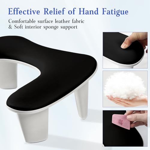 Arm Rest for Nails Tech: U-shaped Manicure Nail Arm Rest Stand Big White Armrest Microfiber PU Leather Hand Rest Pillow for Acrylic Nail Cushion
