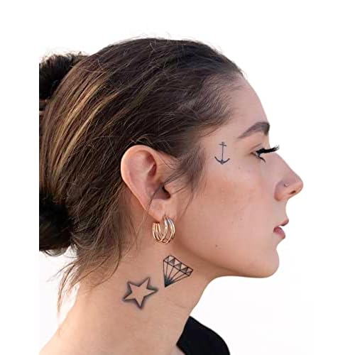 Temporary Tattoos ? Volume IV ? 8-Piece Set | Microphone, Dollar Sign, Anchor & More | Fake Water-Transfer Tattoos ? Face & Body Temporary Ink for Fun & Flex