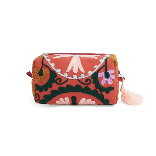 Huar Travel Makeup Bag- Large Capacity Cosmetic Bags for Women - Water Resistance Lining Portable Pouch & Open Toiletry Bag - Perfect Girls Makeup Organizer for Travel Essentials (Orange)