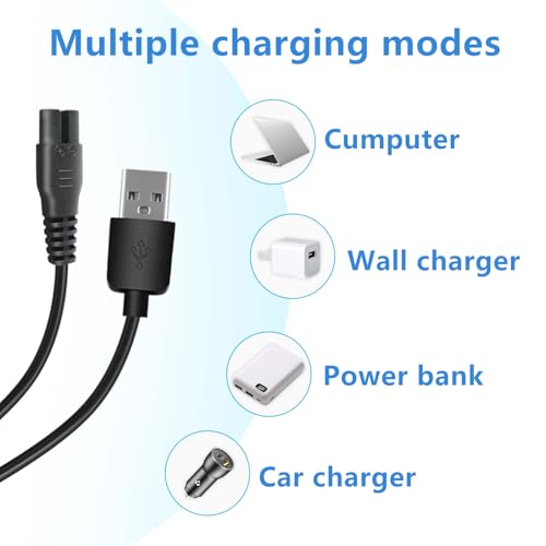 Universal Hair Clipper Charger Cord, Replacement Charger for Various Electric Hair Clipper,Shavers,Razors,Trimmer, for Various Dog Clippers, fits oneisall Dog Clippers etc