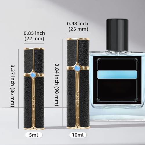 CF00 5ml Leather Perfume Bottle Bottom Refillable Dispenser, Leak-Proof & Portable for Men & Women, Ideal for Travel, Gifting & Daily Use (BKG)