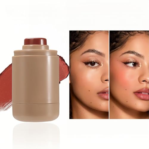 MAEPEOR Matte Blush Stick Creamy Natural Looking Finish Face Blush Long-Lasting Lightweight Buildable Blushes Stick for Cheeks (Color H04)