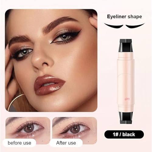 Eyeliner Stamp Upgraded Foldable Eyeliner Stamp for Perfect Wings, Waterproof Eyeliners Tool, Smudge Proof Eyeliners Pen for Beginners, Black