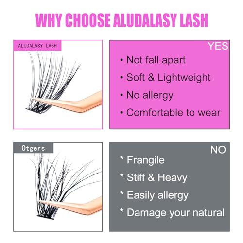 Fluffy Lashes Clusters Kit 280PCS Wispy Lashes Clusters 8-16mm D Curl Natural Look Cluster Eyelash Extensions with Waterproof Lash Bond, Seal, Tweezer for At-Home Use