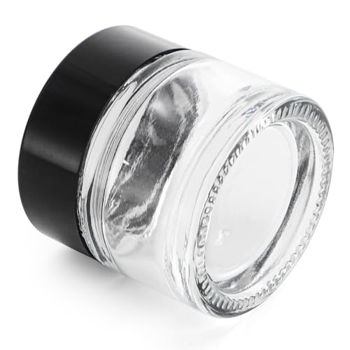 Coloch 70 Pack 10ml Thick Glass Jars with Airtight Lid, 10 Gram Clear Round Lip Balm Container Tiny Sample Jar for Cosmetics, Lotion, Cream, Makeup, Samples, Wax, Skincare, Travelling, Retail Store
