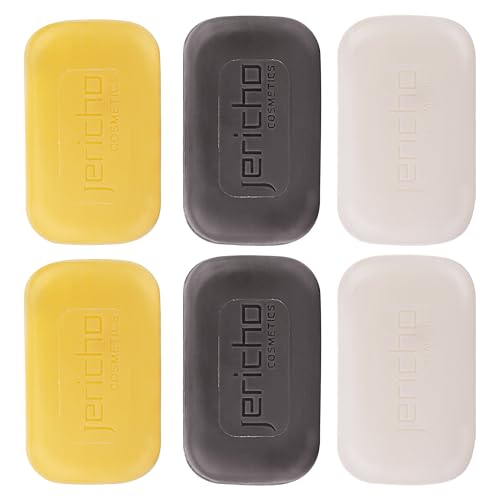 Jericho Soap Bar Variety Pack ? Includes 2 of Each: Dead Sea Sulfur, Mud & Salt Bars ? Mineral-Rich Face & Body Soaps for All Skin Types, Oily Skin, & Acne Care - 4.4 oz / 125g (Pack of 6)