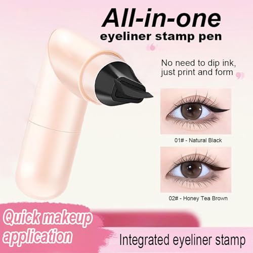 Dulele 2PCS Gel Eyeliner Pencil Set, Foldable Eyeliner Stamp for Perfect Wings, Double-headed Lazy Cat Eye Eyeliners Tool, Waterpoof Black Eye Liner Pencil