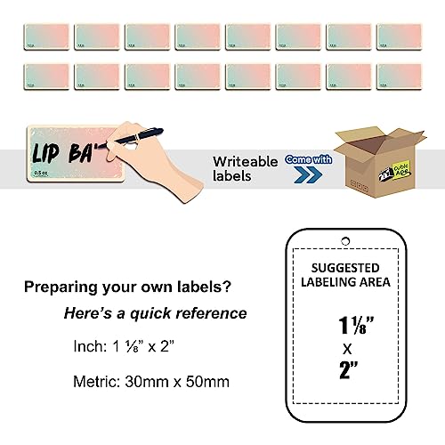 Slide Top Tin Containers for Lip Balm, Solid Perfume (0.5 oz, 16-Pack, w/Labels) - (Small) Empty Cosmetics Metal Boxes with Sliding Lids (Gloss White)