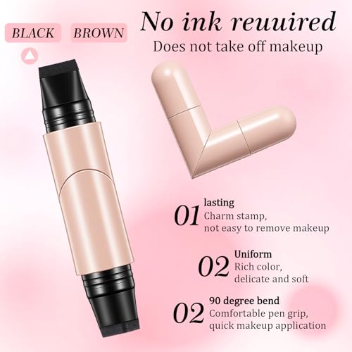 2PCS Gel Eyeliner Pencil Set Foldable Eyeliner Stamp Waterproof Eyeliners Tool for Beginners Innovative Design Eye Liner (Black & Brown)