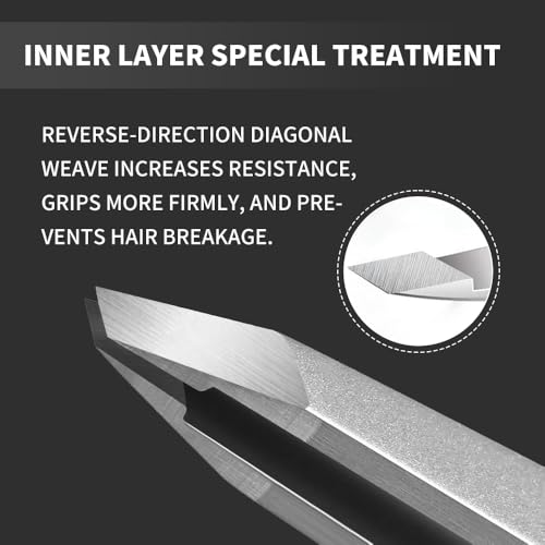 Professional Slant Tweezers for Eyebrows & Facial Hair - Precise Aligned Stainless Steel Remover with Storage Case