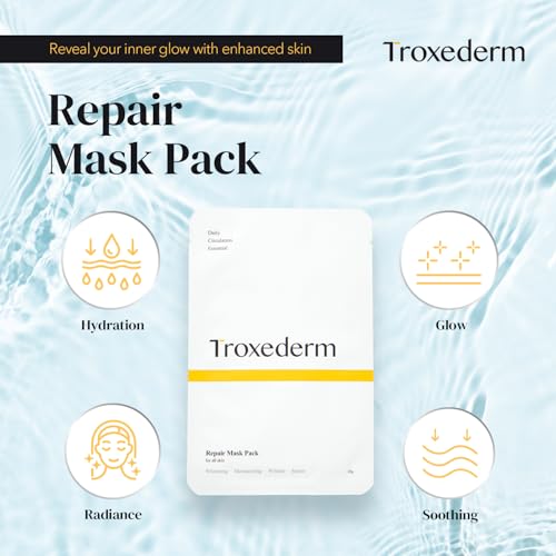 Repair Facial Mask Set ? Korean Moisturizing Sheet Mask with Niacinamide, Troxerutin & Adenosine, Hydrating Face Mask for Barrier Care, Radiant Skin & Daily K-Beauty Self Care, Pack of 5