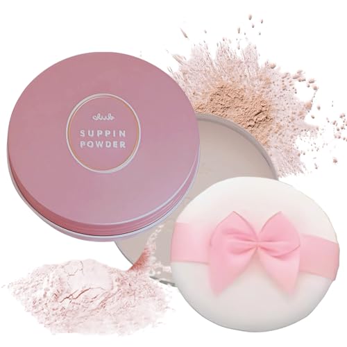Club Suppin Translucent Setting Powder Foundation & Overnight Skincare, Makeup Setting Powder & Finishing Powder for Face with Shea Butter, Amino Acids & Aloe Extract by Japanese Skincare PASTEL ROSE