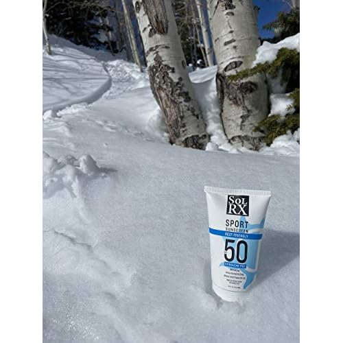 SolRX SPORT SPF 50 Sunscreen, Oxybenzone Free, Broad Spectrum UVA/UVB, Fragrance Free, Reef Friendly (Pack of 2)