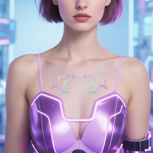 Anime Purple Temporary Tattoos for Dance, Cosplay, Halloween Accessories Temporary Tattoos Cosplay Tattoos Stickers Prop Demonn Cosplay Accessories (A)
