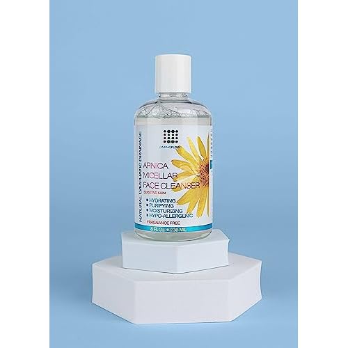 Bruizex Arnica Montana Micellar Cleansing Water, Facial Cleanser & Makeup Remover, Suitable for All Skin Types, Use for Natural Lymphatic Drainage, Reduces Face Puffiness, Daily Skin Care, 8 Fl Oz