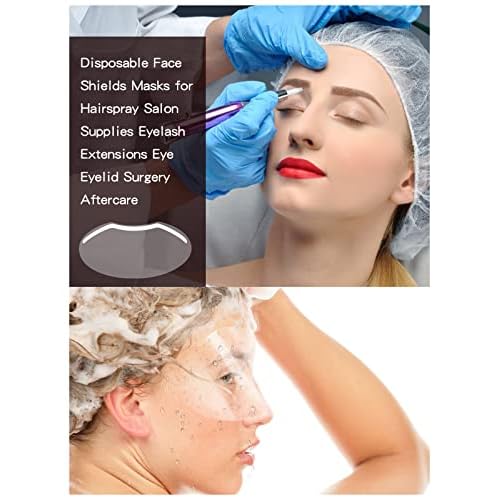 EBANKU 200 PCS Microblading Permanent Makeup Shower Face Shields Visors, Disposable Face Shields Masks for Hairspray Salon Supplies and Eyelash Extensions Eye Eyelid Surgery Aftercare