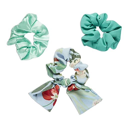 Scunci Trend Collection Satin Scrunchies Hair Ties, Mint, 3-Pieces