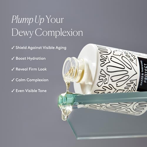 Naked & Thriving Protect Antioxidant Face Serum | Peptides, Green Tea, Hyaluronic Acid | Vegan & Naturally-Derived | Support Hydration & Fortify Against Visible Signs of Aging (1.0 fl oz/30 mL)