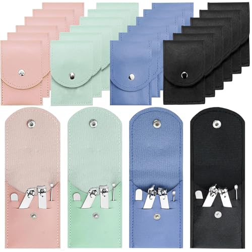24 Sets Travel Manicure Set Professional Nail Clipper Kit Bulk,4 in 1 Adult Stainless Steel Travel Manicure Kit with Case Individually Wrapped Nail Clippers Bulk for Homeless,Hotel,Charity(4 Colors)