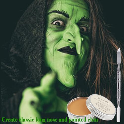Green Witch Makeup Kit,Elphaba Costume Face Paint,Black Green Yellow Face Paint with Setting Powder,Halloween SFX Scar Wax Putty Wound Makeup,Frankenstein Gamora Hunting Hulk Body Paint